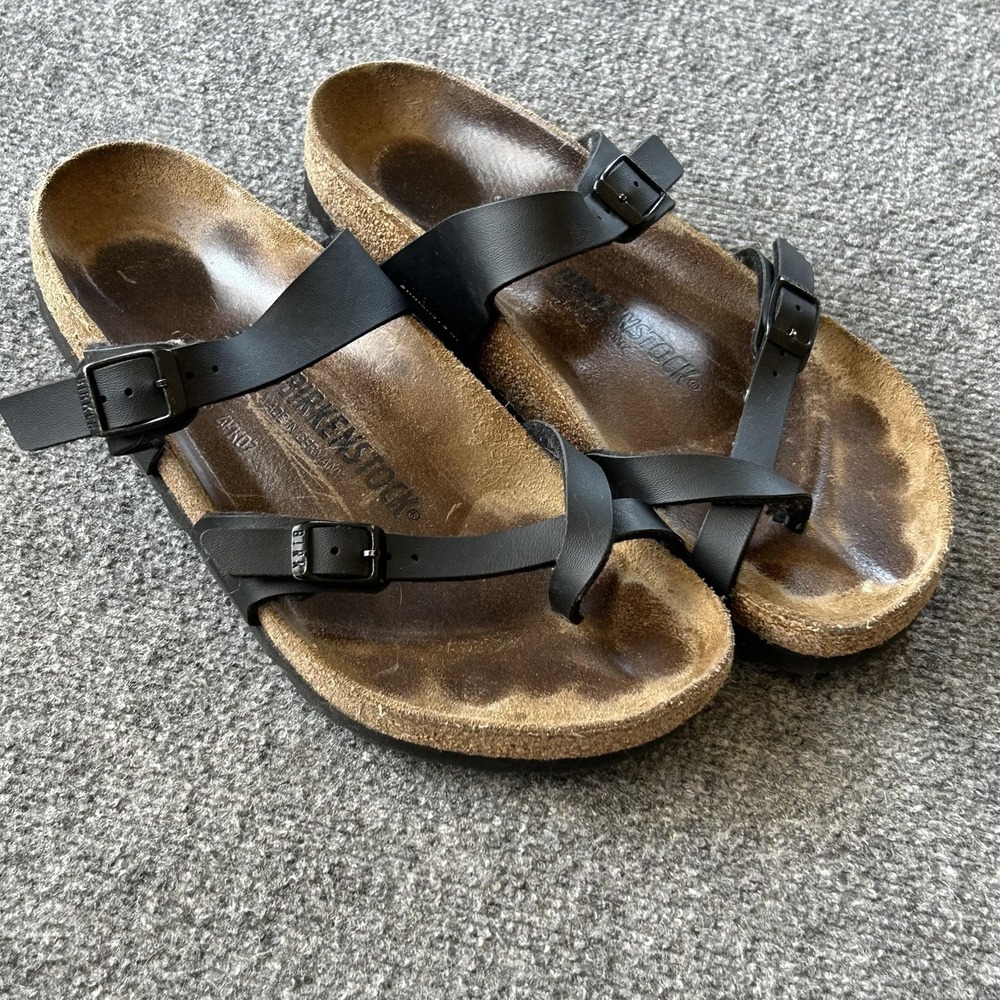 Birkenstock Black Leather Strappy Sandals